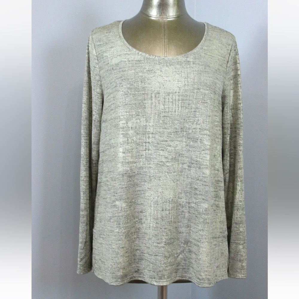 🌻3/$20 Westport Gold Metallic Luxe Long Sleeve Elegant Pullover Top, Size M